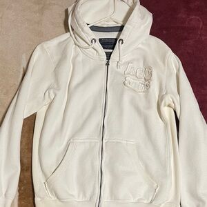 Casual Cream Bomber Jacket with Hood
